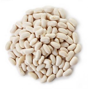 Circle of white beans isolated on white background